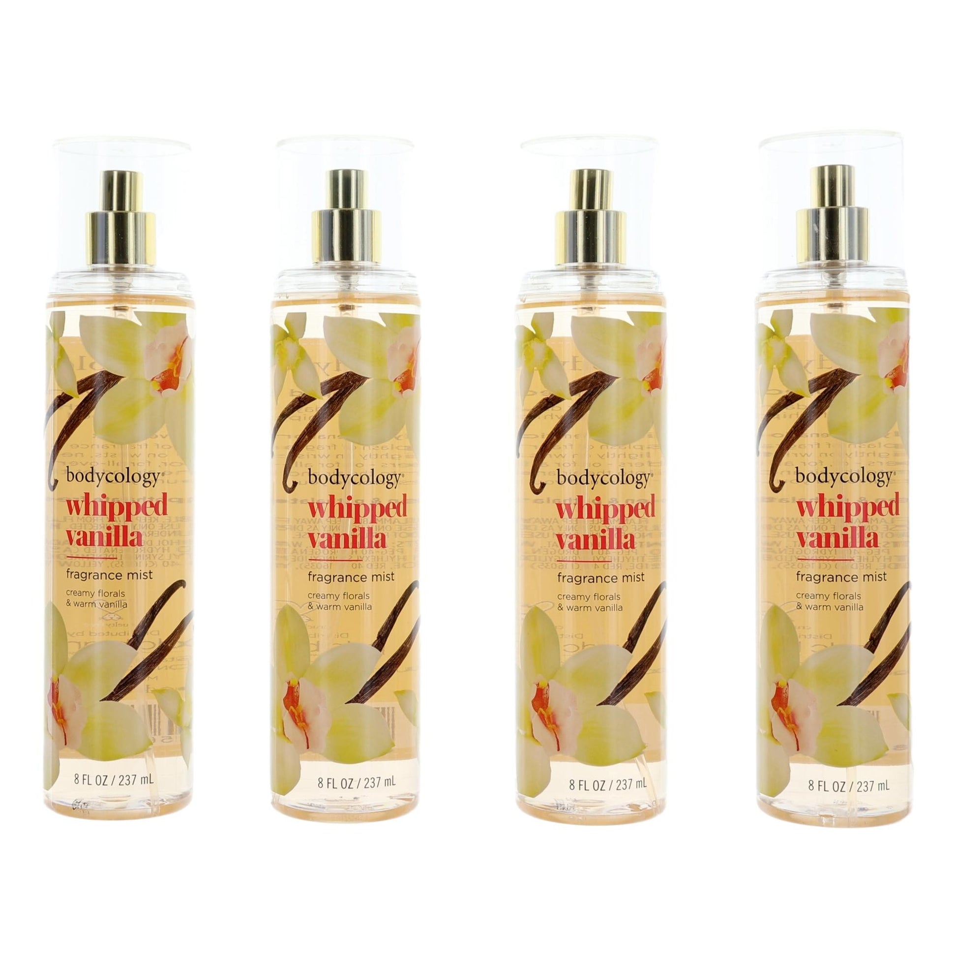 Whipped Vanilla by Bodycology, 4 Pack of 8 oz Fragrance Mist for Women by Bodycology