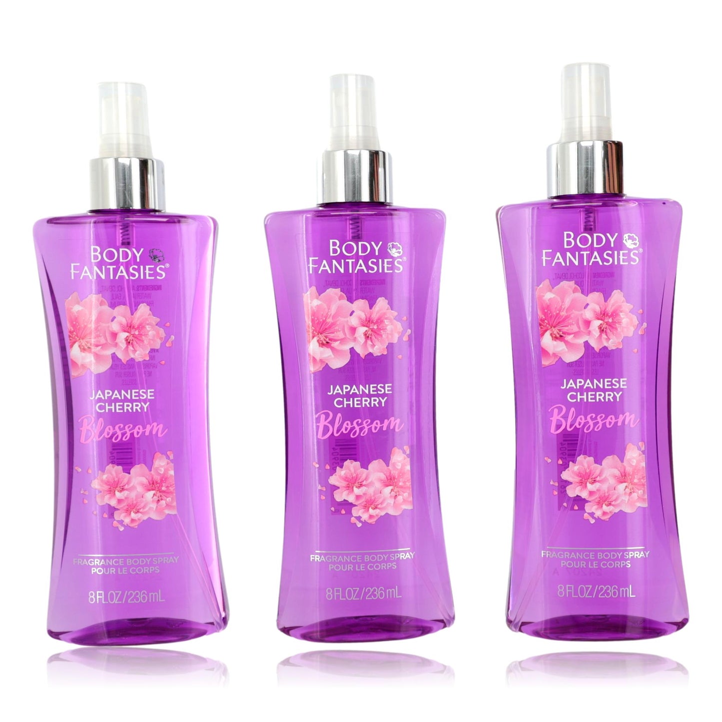 Japanese Cherry Blossom by Body Fantasies, 3 Pack 8oz Fragrance Body Spray women by Parfums De Coeur