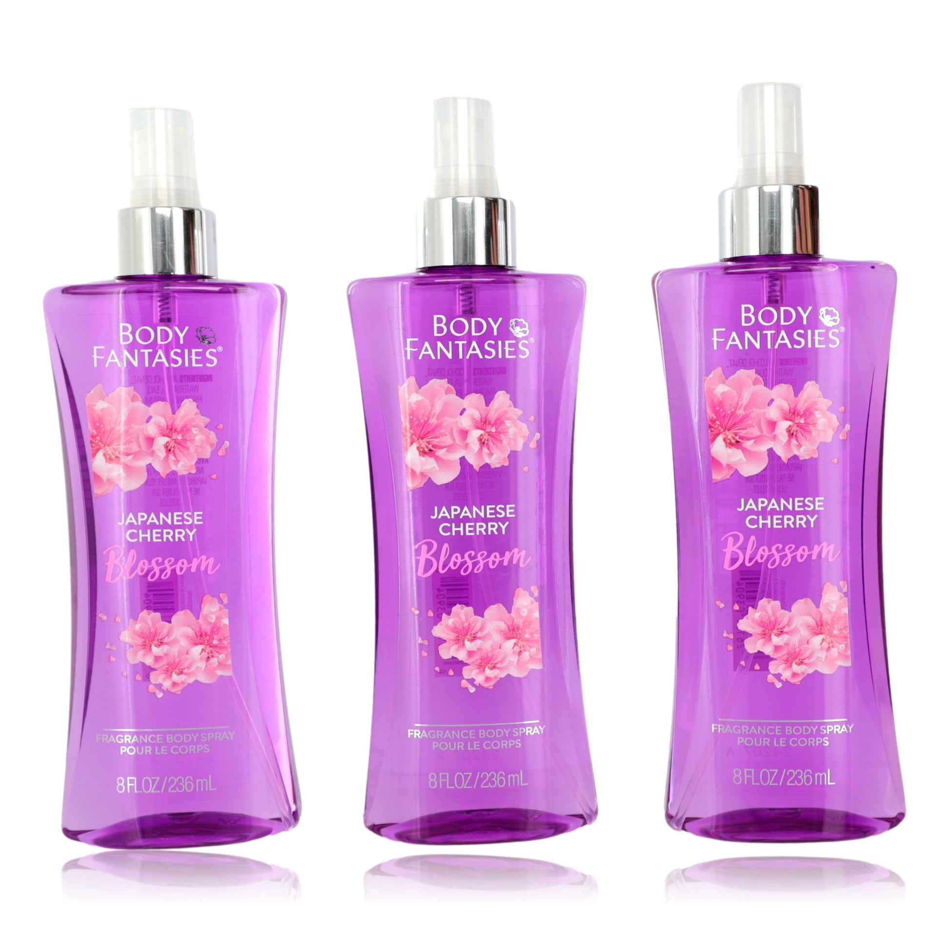 Japanese Cherry Blossom by Body Fantasies, 3 Pack 8oz Fragrance Body Spray women by Parfums De Coeur