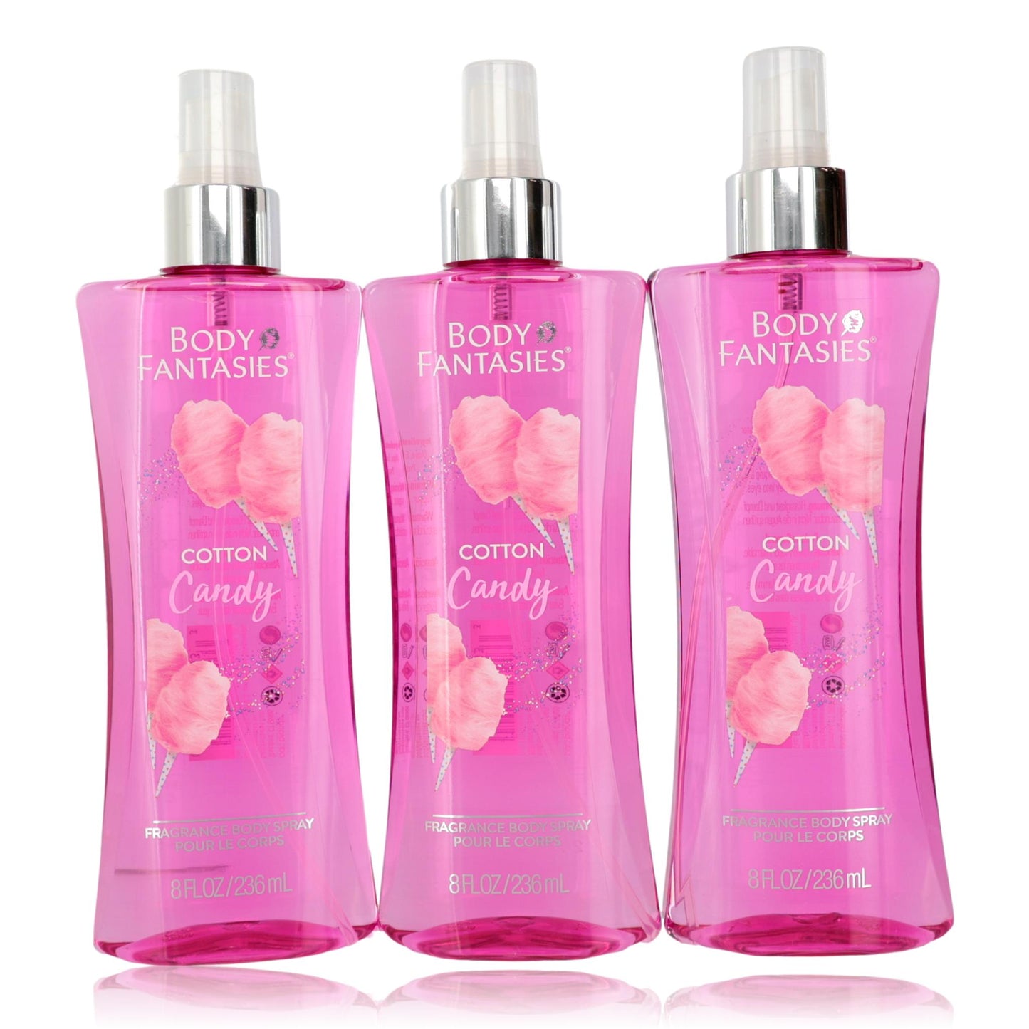 Cotton Candy by Body Fantasies, 3 Pack 8oz Fragrance Body Spray women by Parfums De Coeur