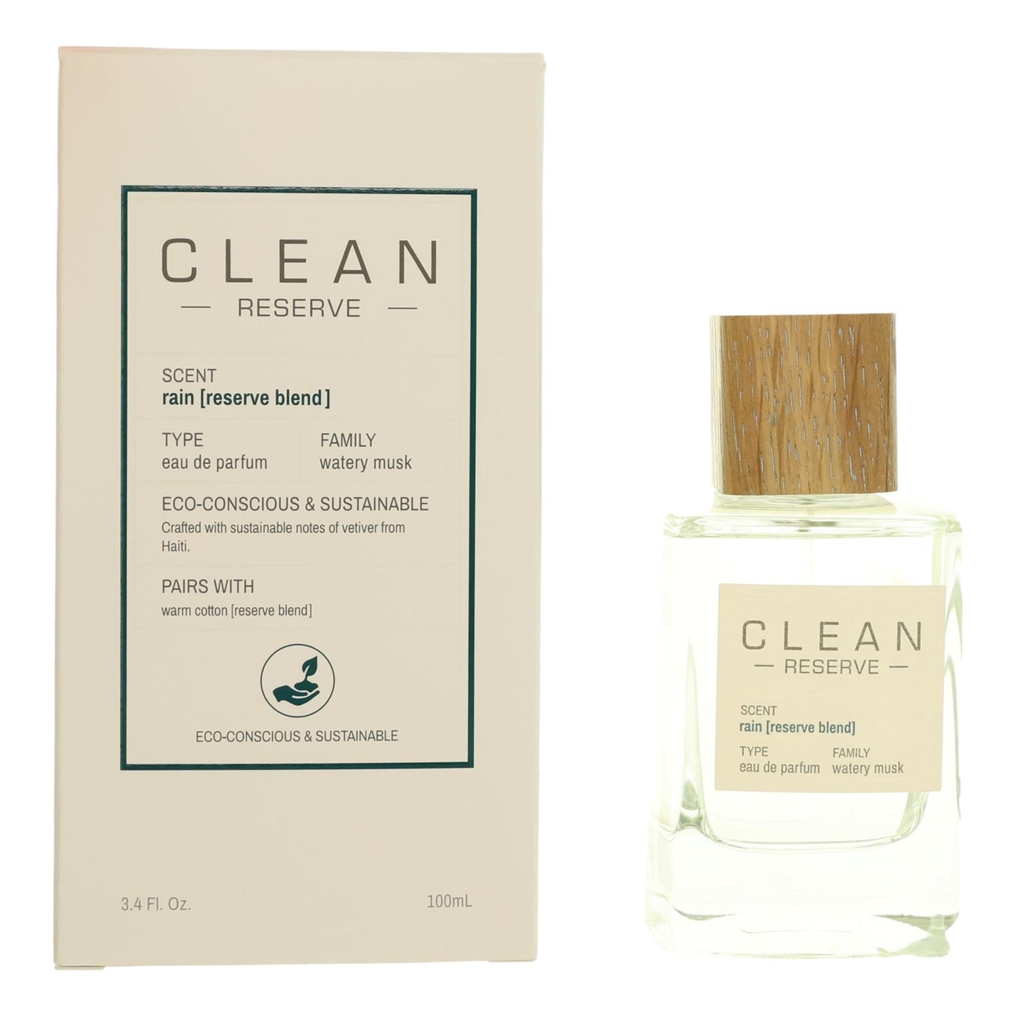 Clean Reserve Rain by Clean, 3.4 oz EDP Spray for Unisex by Clean Beauty