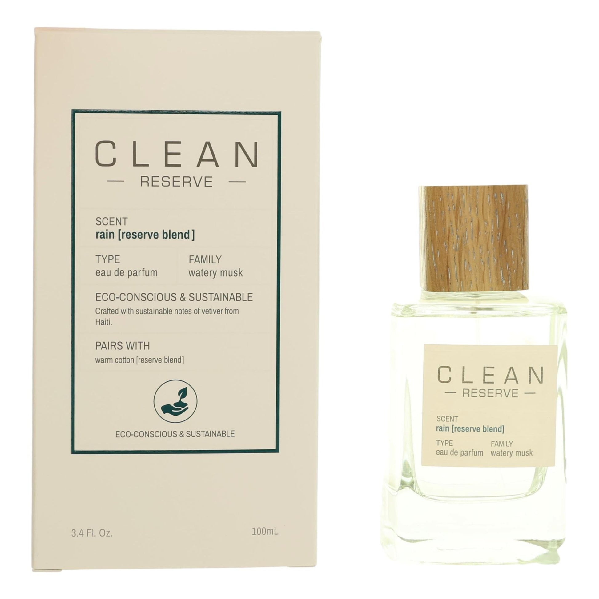 Clean Reserve Rain by Clean, 3.4 oz EDP Spray for Unisex by Clean Beauty