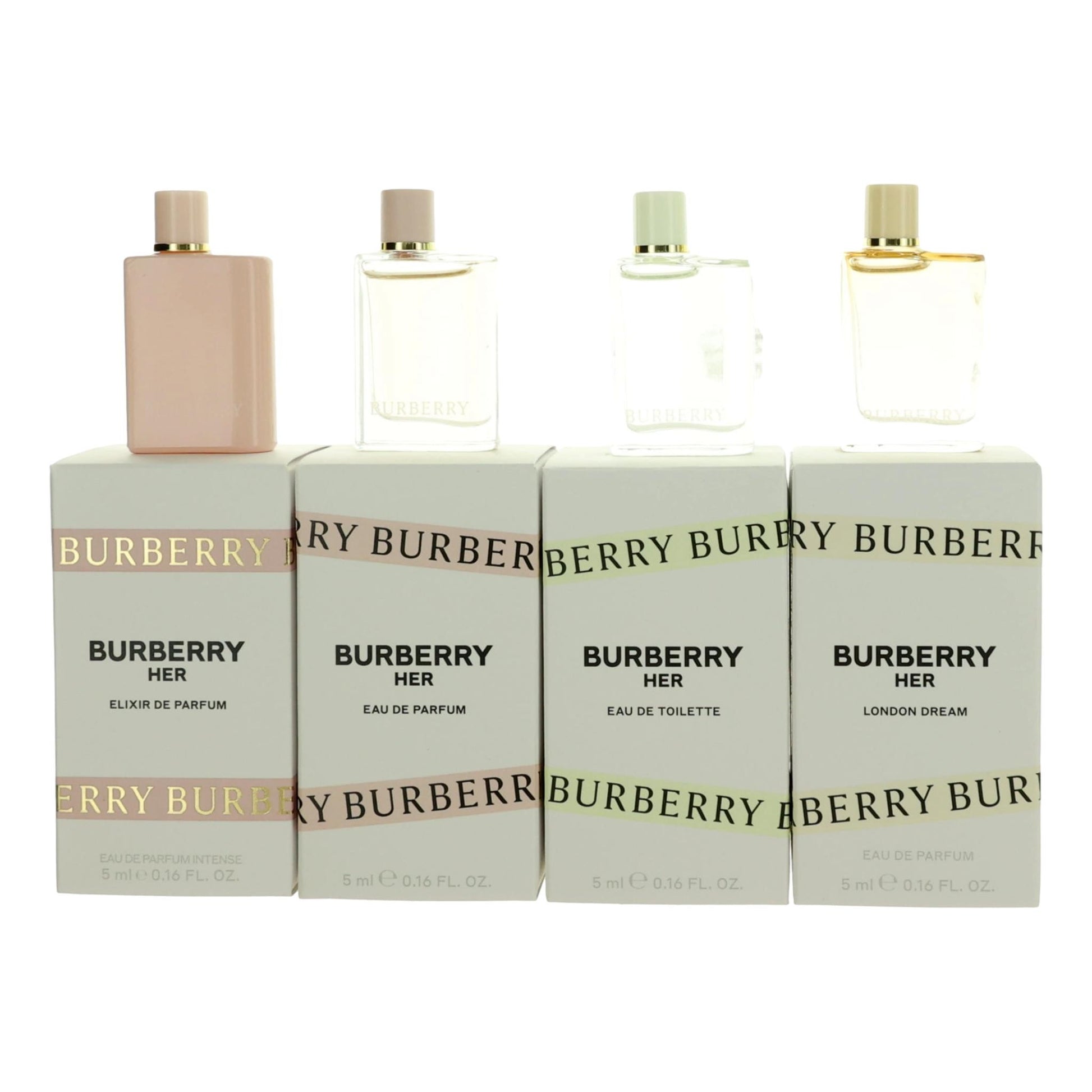 Burberry Her by Burberry, 4 Piece Variety Mini Gift Set women with Elixir by Burberry