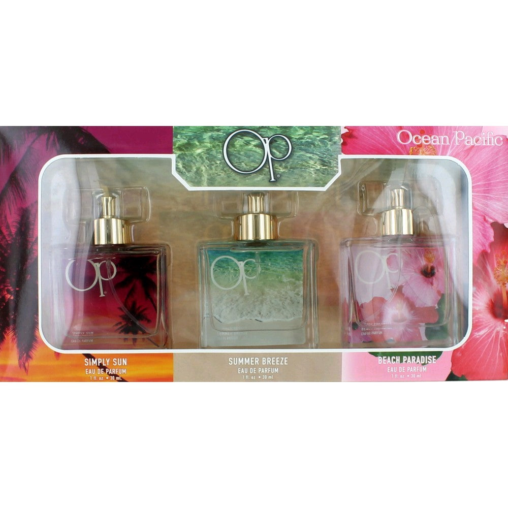 OP by Ocean Pacific, 3 Piece Fragrance Gift Collection for Women by Ocean Pacific