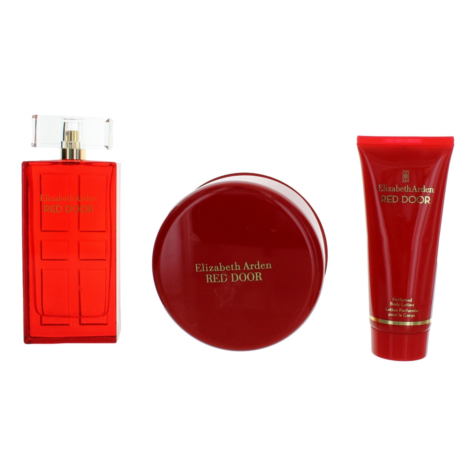 Red Door by Elizabeth Arden, 3 Piece Gift Set for Women with Powder by Elizabeth Arden