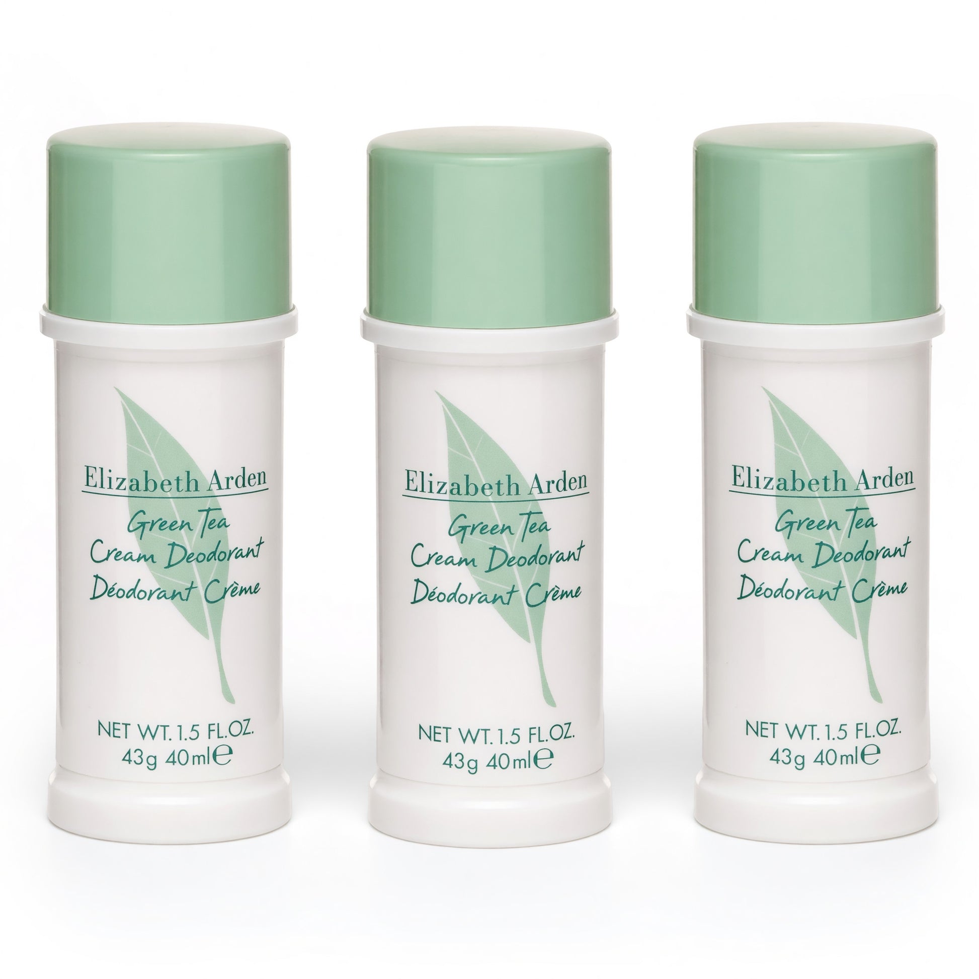 Green Tea by Elizabeth Arden, 3x1.5oz (4.5oz total) Cream Deodorant women by Elizabeth Arden