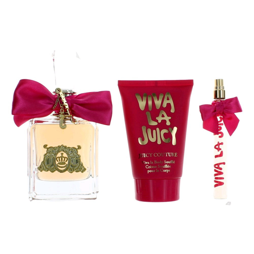Viva La Juicy by Juicy Couture, 3 Piece Gift Set for Women with 3.4 by Juicy Couture