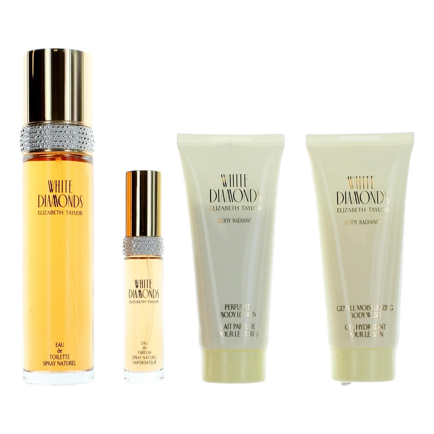 White Diamonds by Elizabeth Taylor, 4 Piece Gift Set women with Body Wash by Elizabeth Taylor