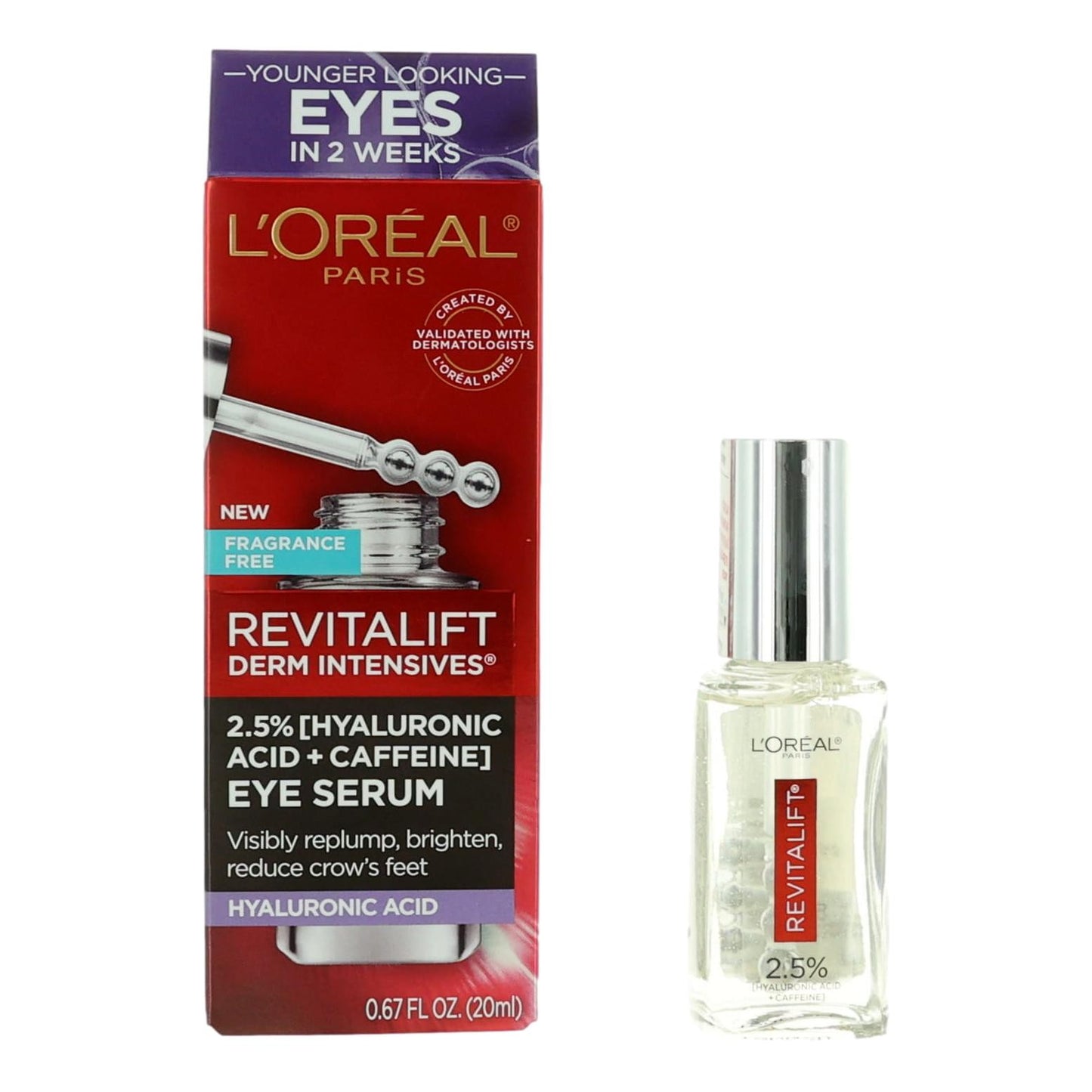 L'Oreal Revitalift Derm Intensives, 0.67oz Hyaluronic Acid + Caffeine Eye Serum by L'Oreal