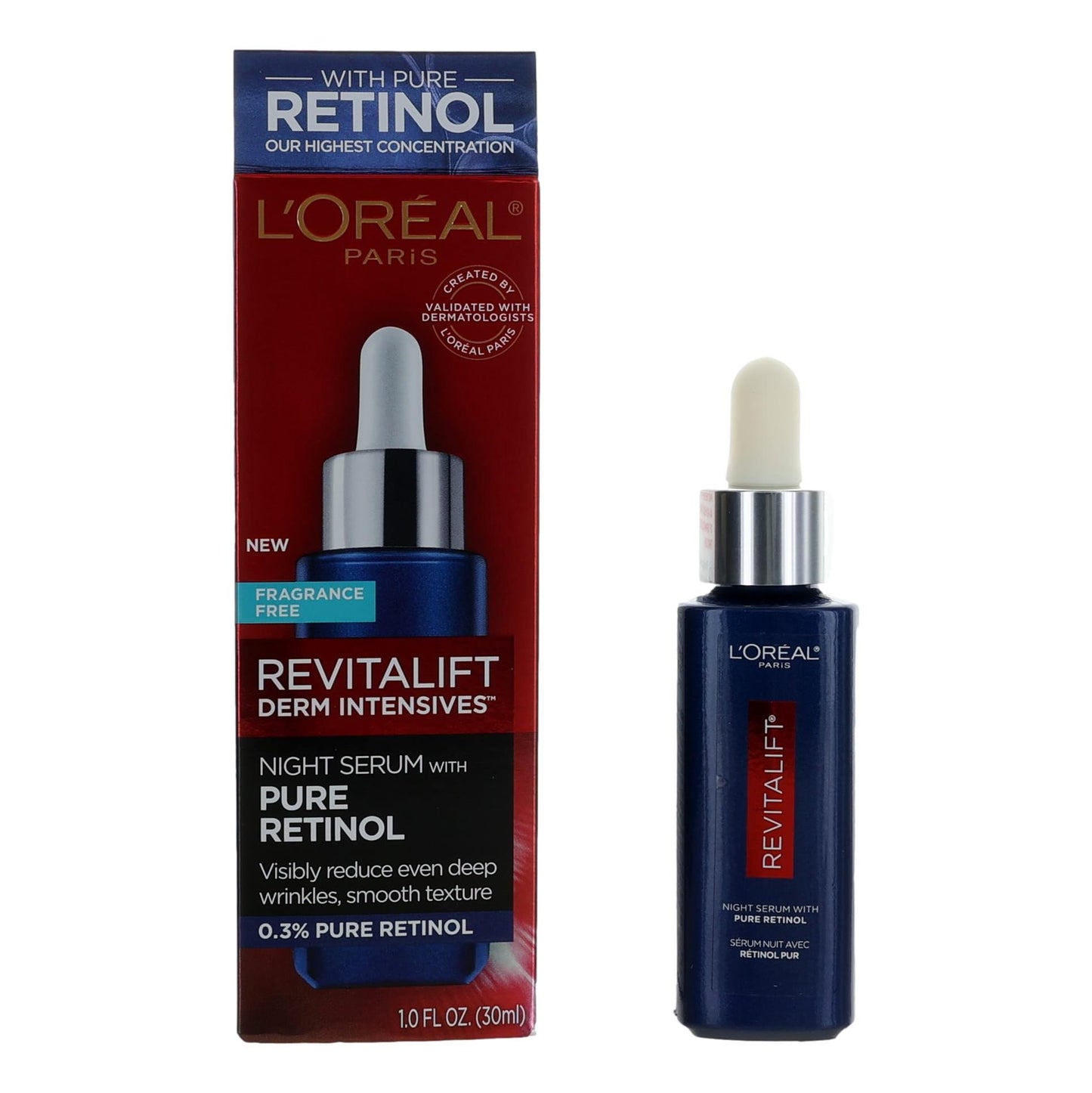 L'Oreal Revitalift Derm Intensives by L'Oreal, 1oz Night Serum with Pure Retinol by L'Oreal