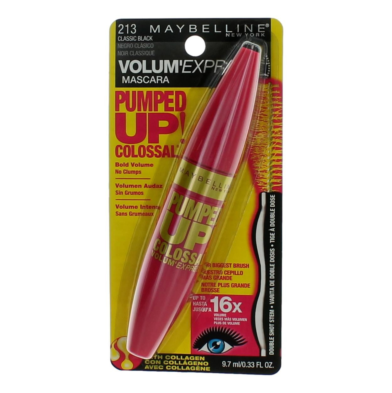 Maybelline Pumped Up Colossal Volum' Express by Maybelline. .33 oz Mascara- 213 Classic Black by Maybelline
