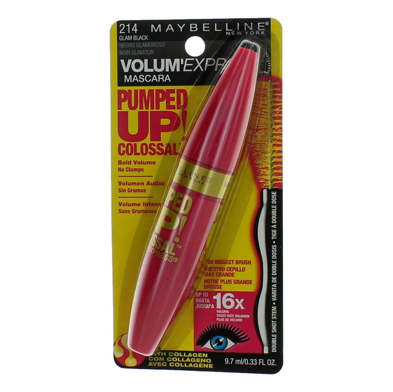 Maybelline Pumped Up Colossal Volum' Express by Maybelline. .33 oz Mascara- 214 Glam Black by Maybelline