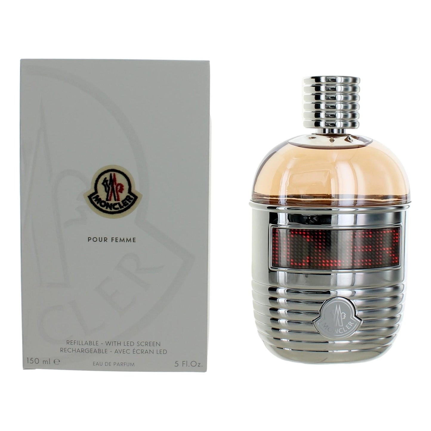 Moncler Pour Femme by Moncler, 5oz Refillable EDP Spray women with LED Screen by Moncler