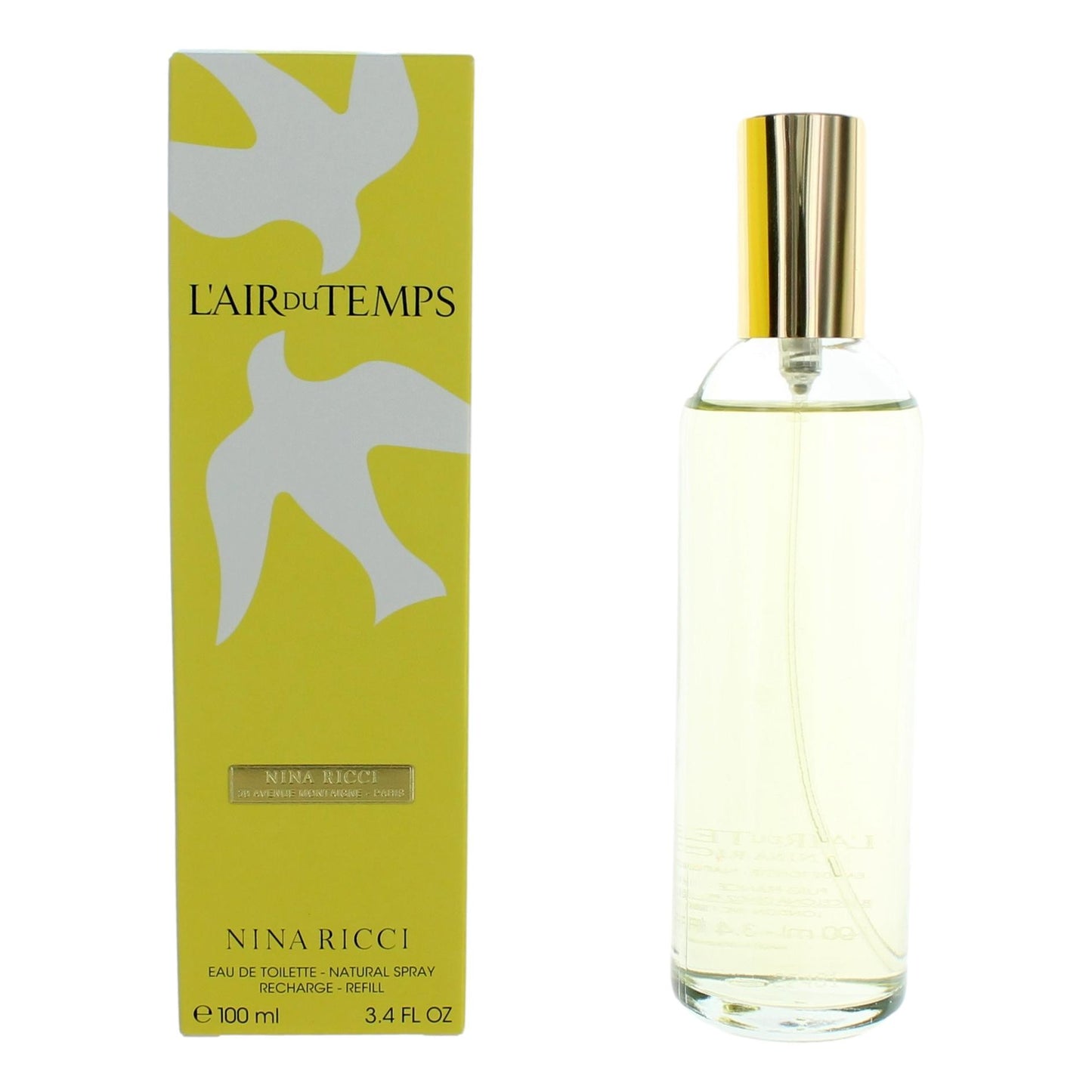 L'air du Temps by Nina Ricci, 3.4 oz EDT Refill Spray for Women by Nina Ricci