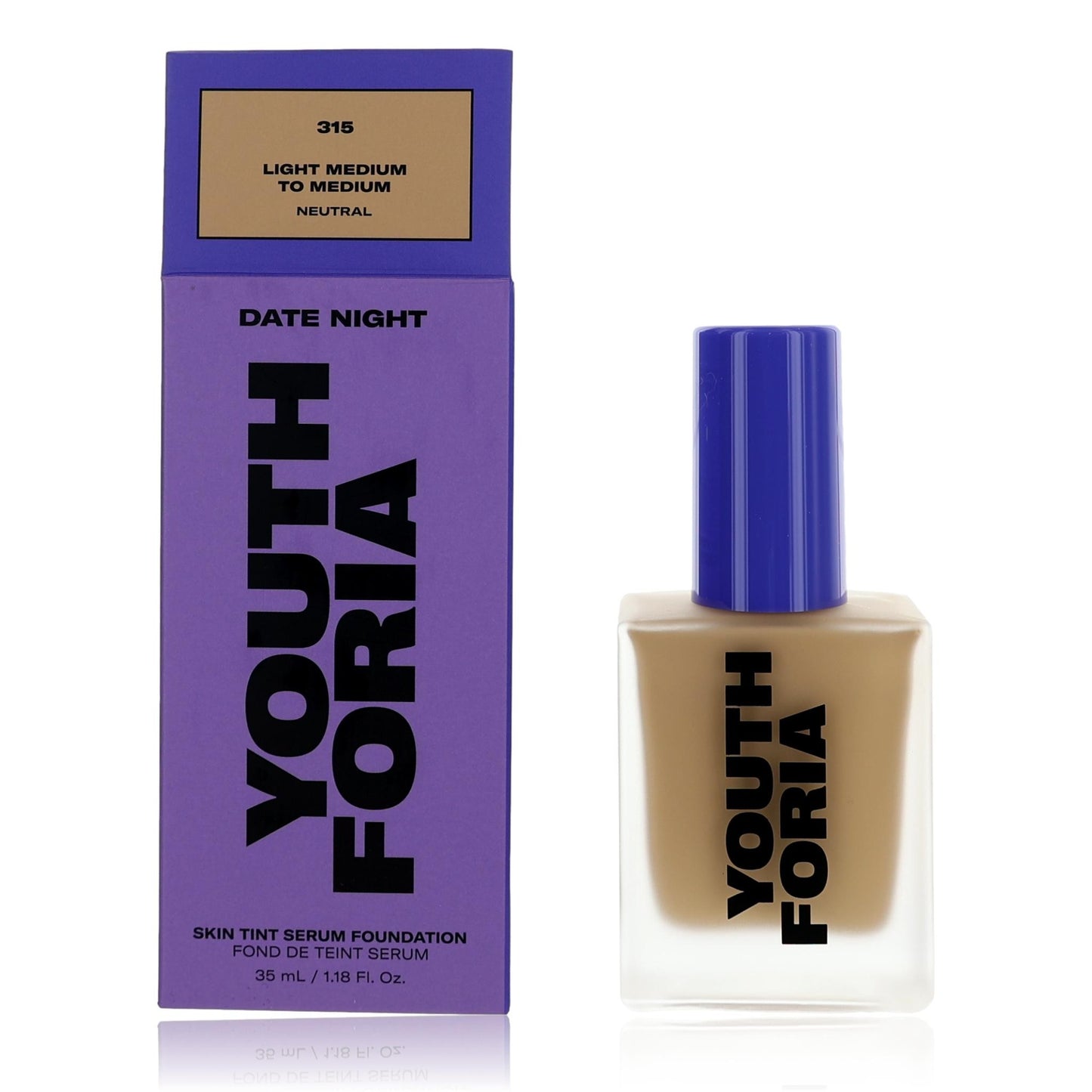 Date Night by Youthforia, 1.18 oz Skin Tint Serum Foundation- 315 Light Medium to Medium by Youthforia