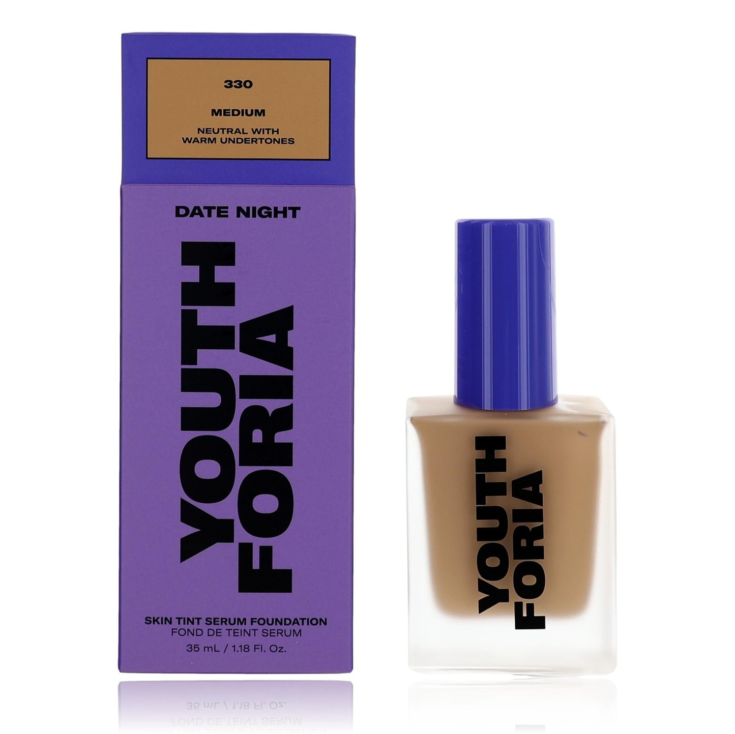 Date Night by Youthforia, 1.18 oz Skin Tint Serum Foundation- 330 Medium by Youthforia
