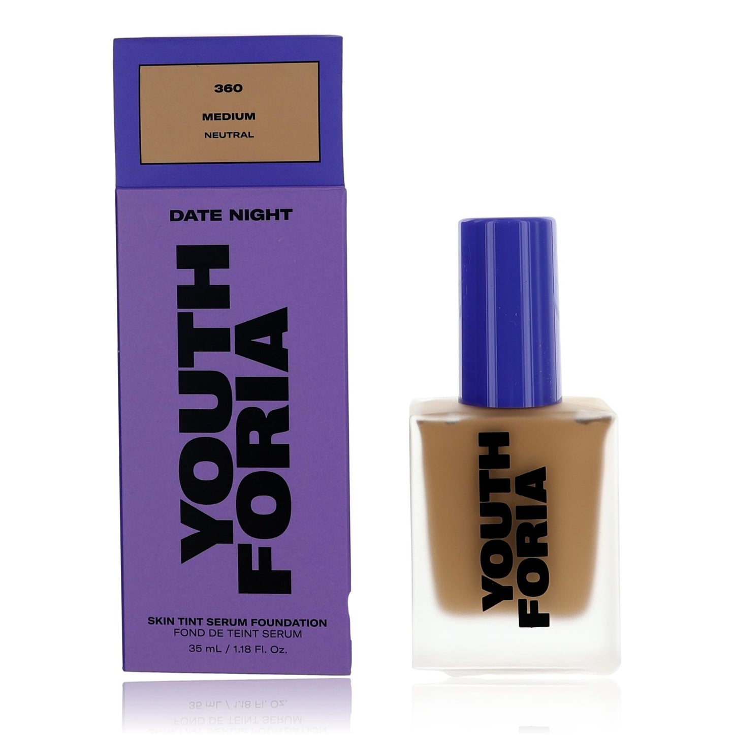 Date Night by Youthforia, 1.18 oz Skin Tint Serum Foundation- 360 Medium by Youthforia