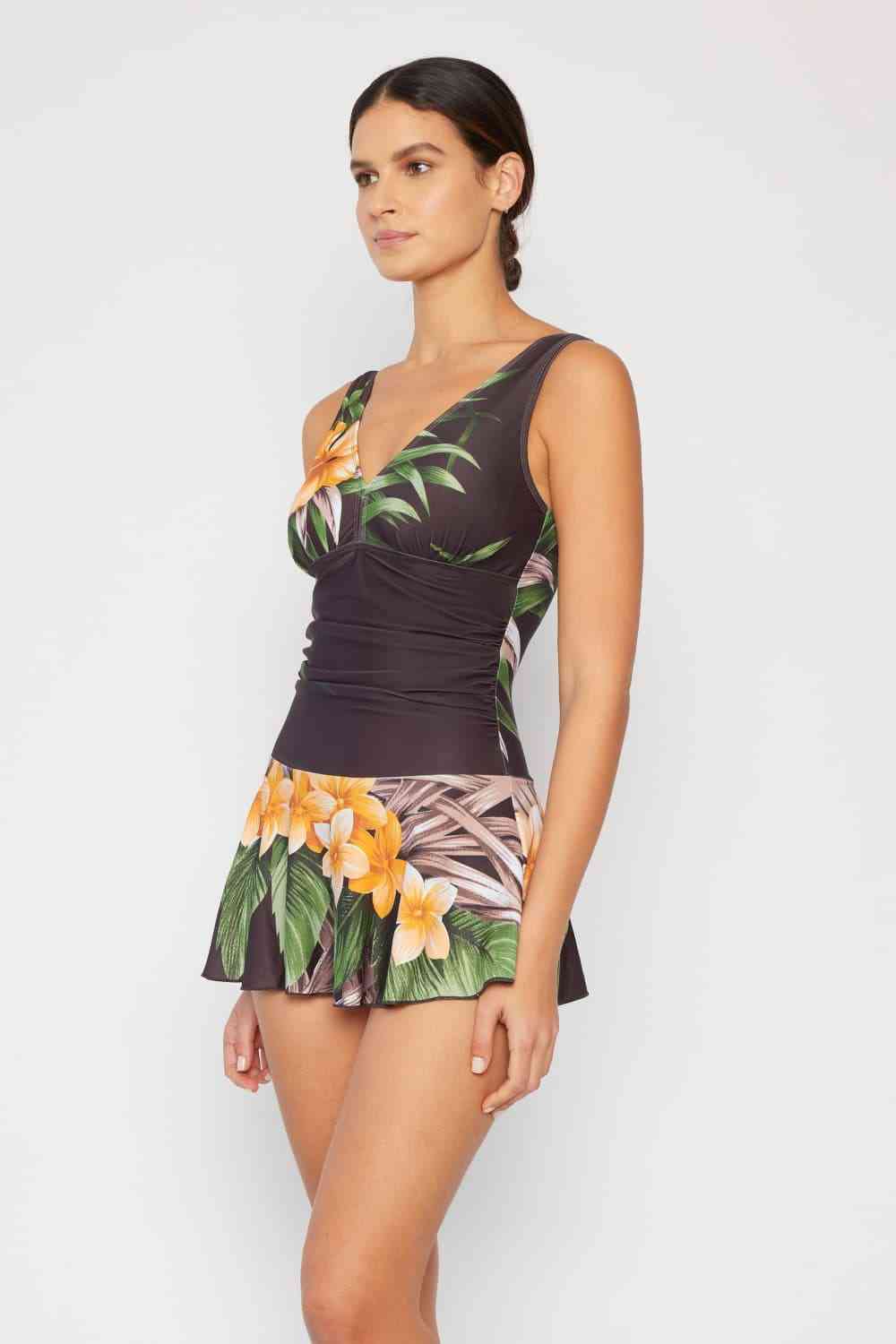 Marina West Swim Clear Waters Swim Dress in Aloha Brown