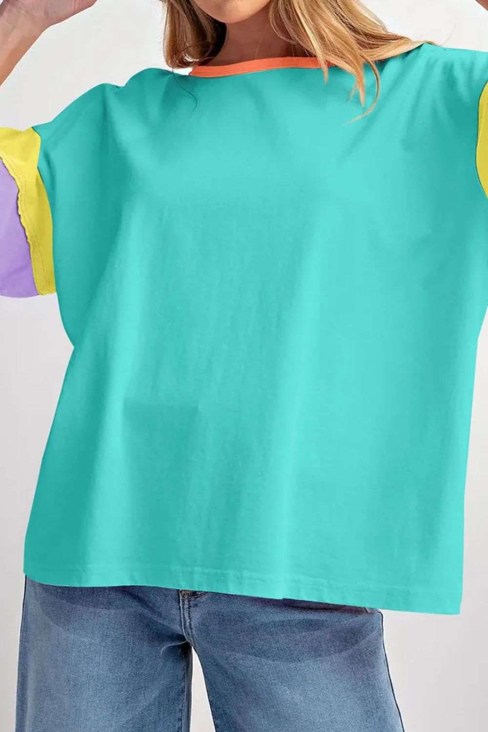 Color Block Round Neck Half Sleeve T-Shirt