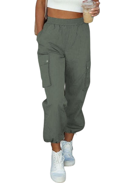 Women's Drawstring Elastic Waist Pants with Pockets