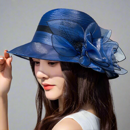 Women's Elegant Organza Flower Church Hat