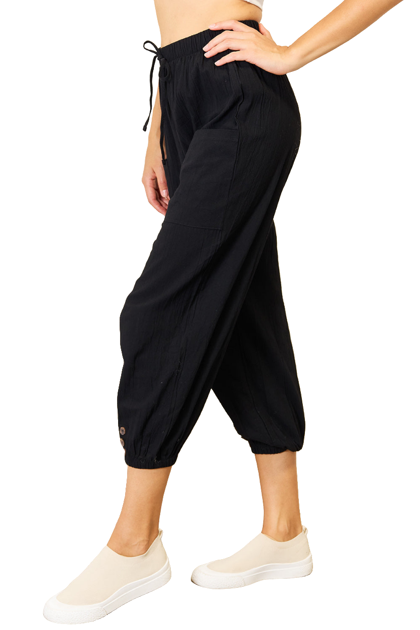 Women's Decorative Button Cropped Pants