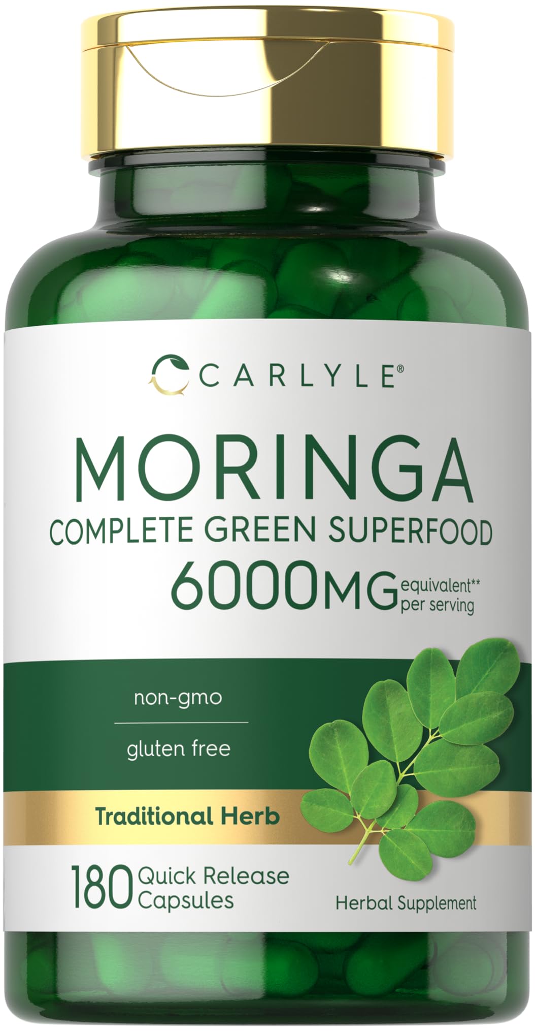 Carlyle Moringa Oleifera | 180 Capsules | Non-GMO and Gluten Free Supplement | Complete Green Superfood | from Moringa Leaf Powder by BACKUPMYFILESNOW.COM®