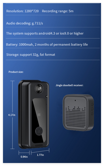 Home Wireless Smart WiFi Doorbell by BACKUPMYFILESNOW.COM®