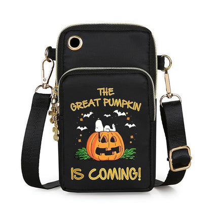 Halloween Pumpkin Mini Crossbody Bag – Waterproof Phone & Coin Purse for Kids & Women Black