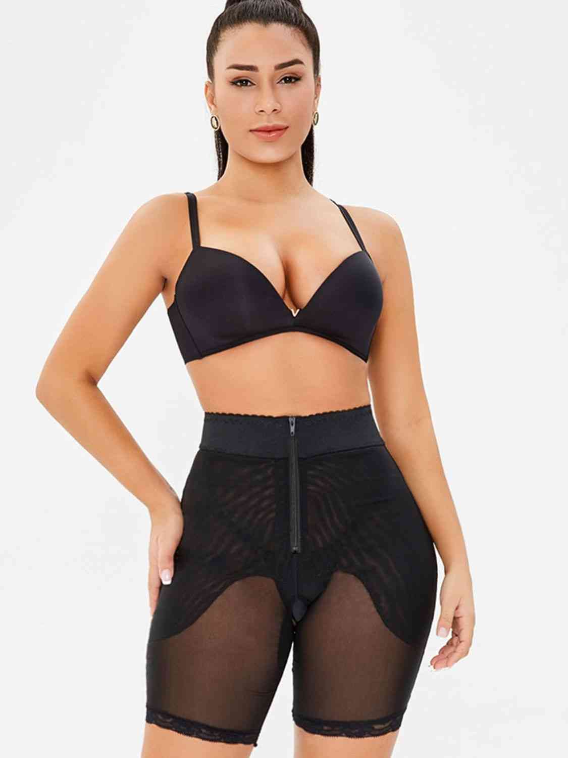 Women's High-Waisted Shapewear Lace Trim Shaping Shorts