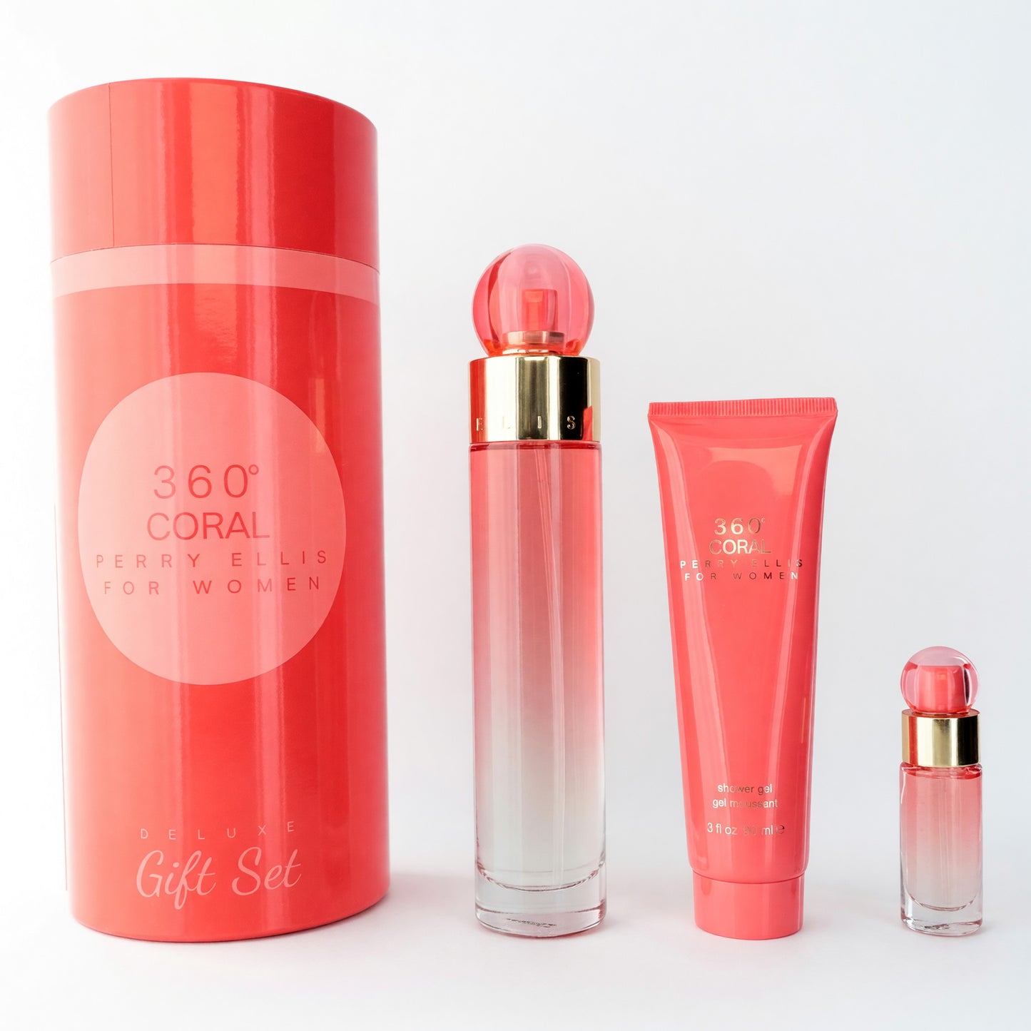 Perry Ellis 360 Coral by Perry Ellis, 3 Piece Gift Set for Women by Perry Ellis
