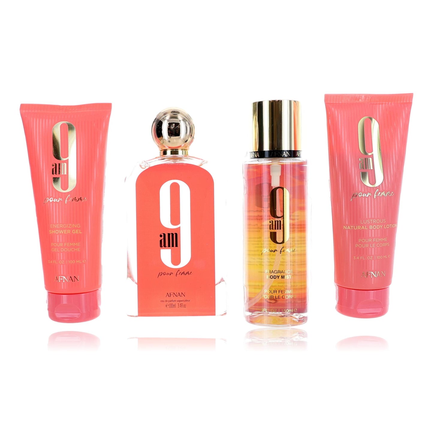9AM Pour Femme by Afnan, 4 Piece Gift Set for Women by Afnan