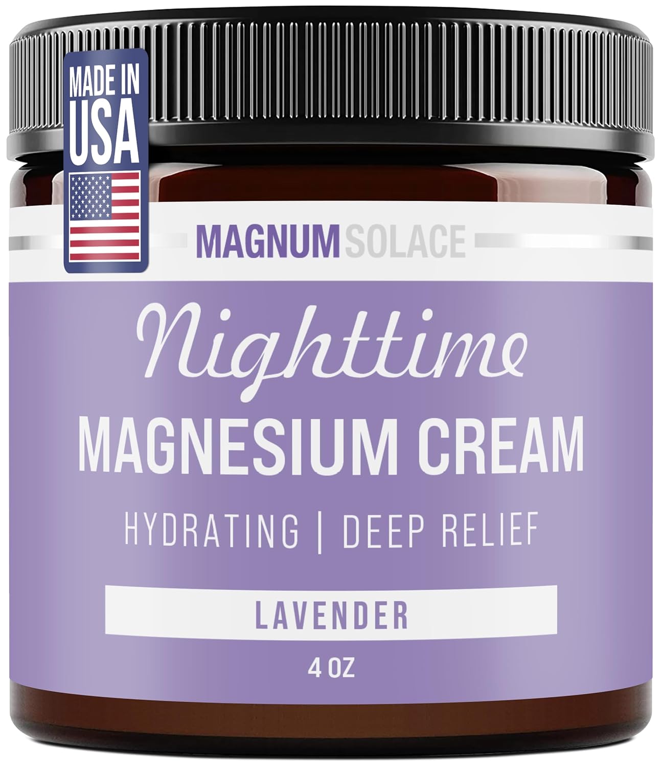 Nighttime Magnesium Cream by Magnum Solace, 5 oz Lotion - Lavender by Magnum Solace