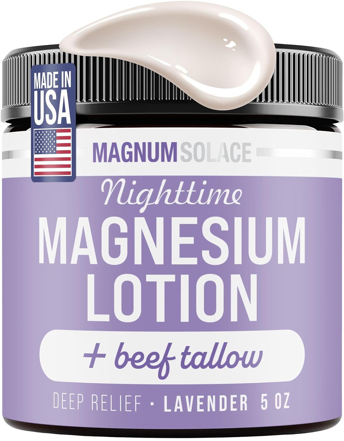 Nighttime Magnesium Lotion with Beef Tallow, 5oz Lotion - Lavender by Magnum Solace