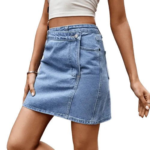 Mini-jupe asymétrique chic en jean pour femme