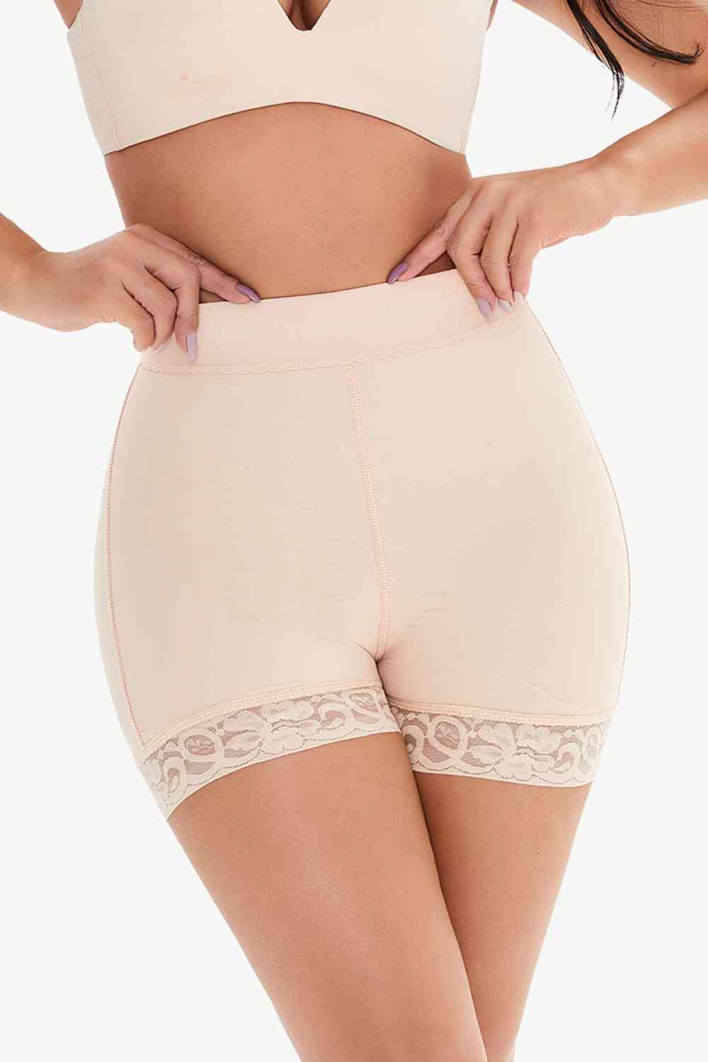 Women's Shapewear - Pull-On Lace Trim Shaping Shorts