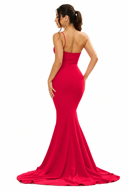 Cameron One Shoulder Gown - Red Bodycon Dress by Lady Black Tie