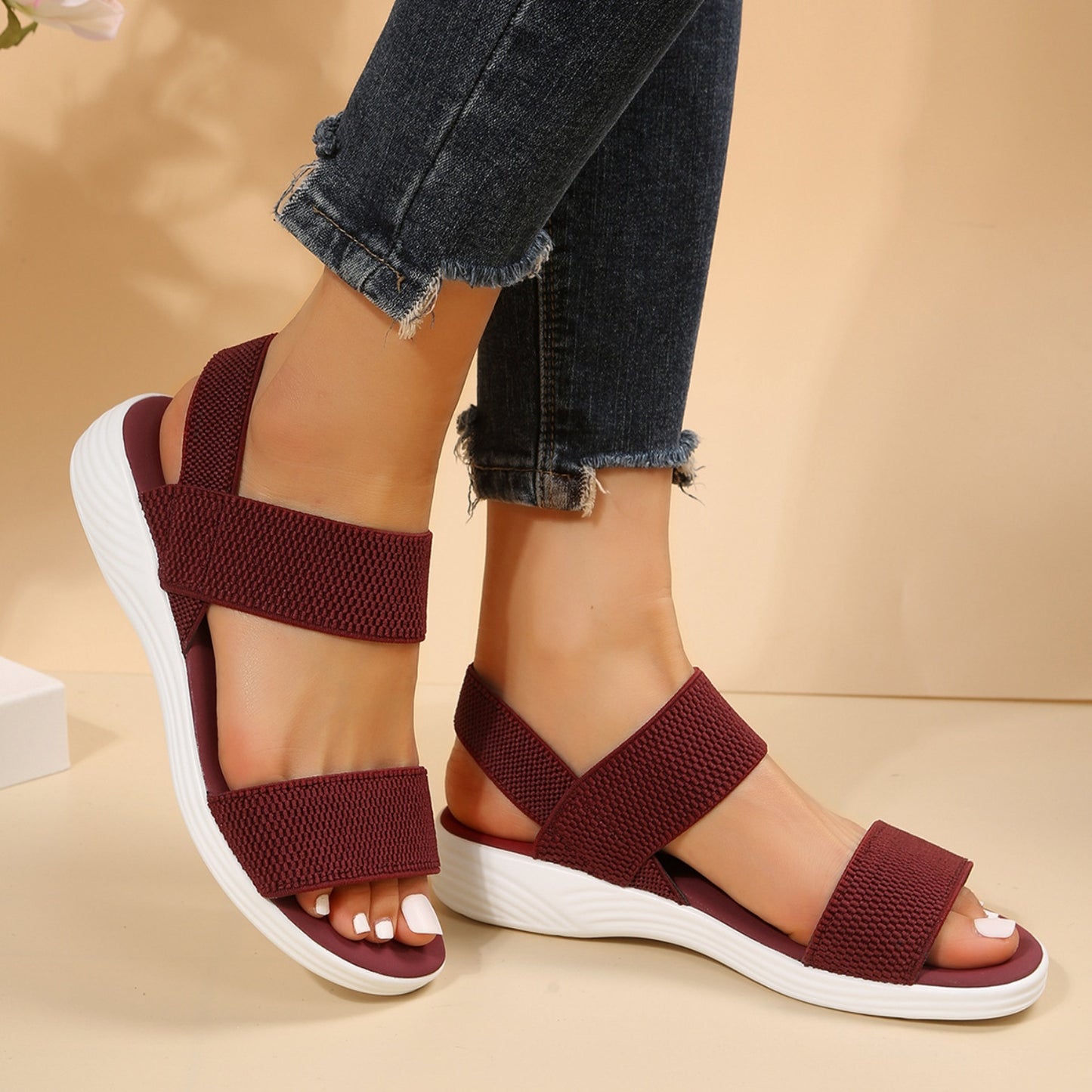 Women's Rubber Open Toe Low Heel Sandals