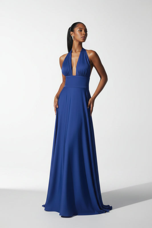 Interchangeable Satin A-Line Dress Royal