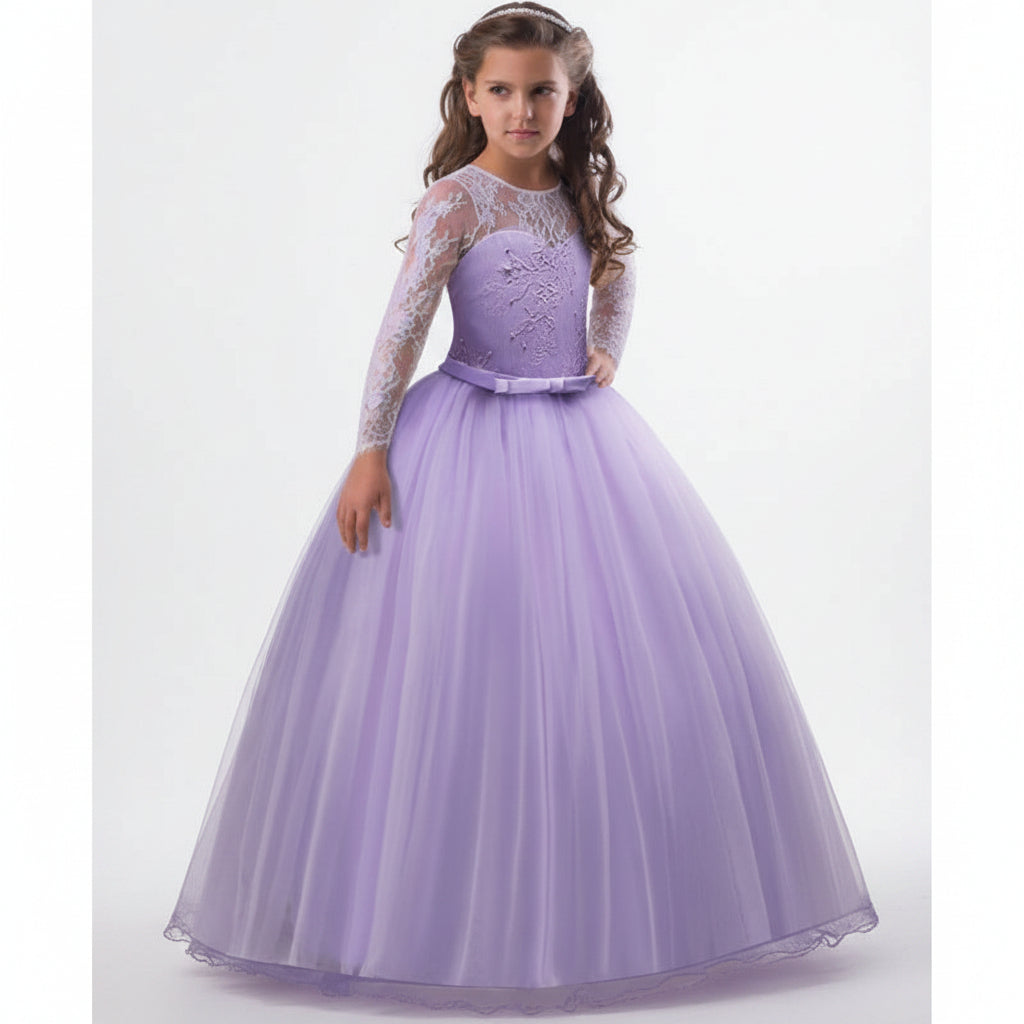 Kids Long Flower Girl Dress Dress by Baby Joy