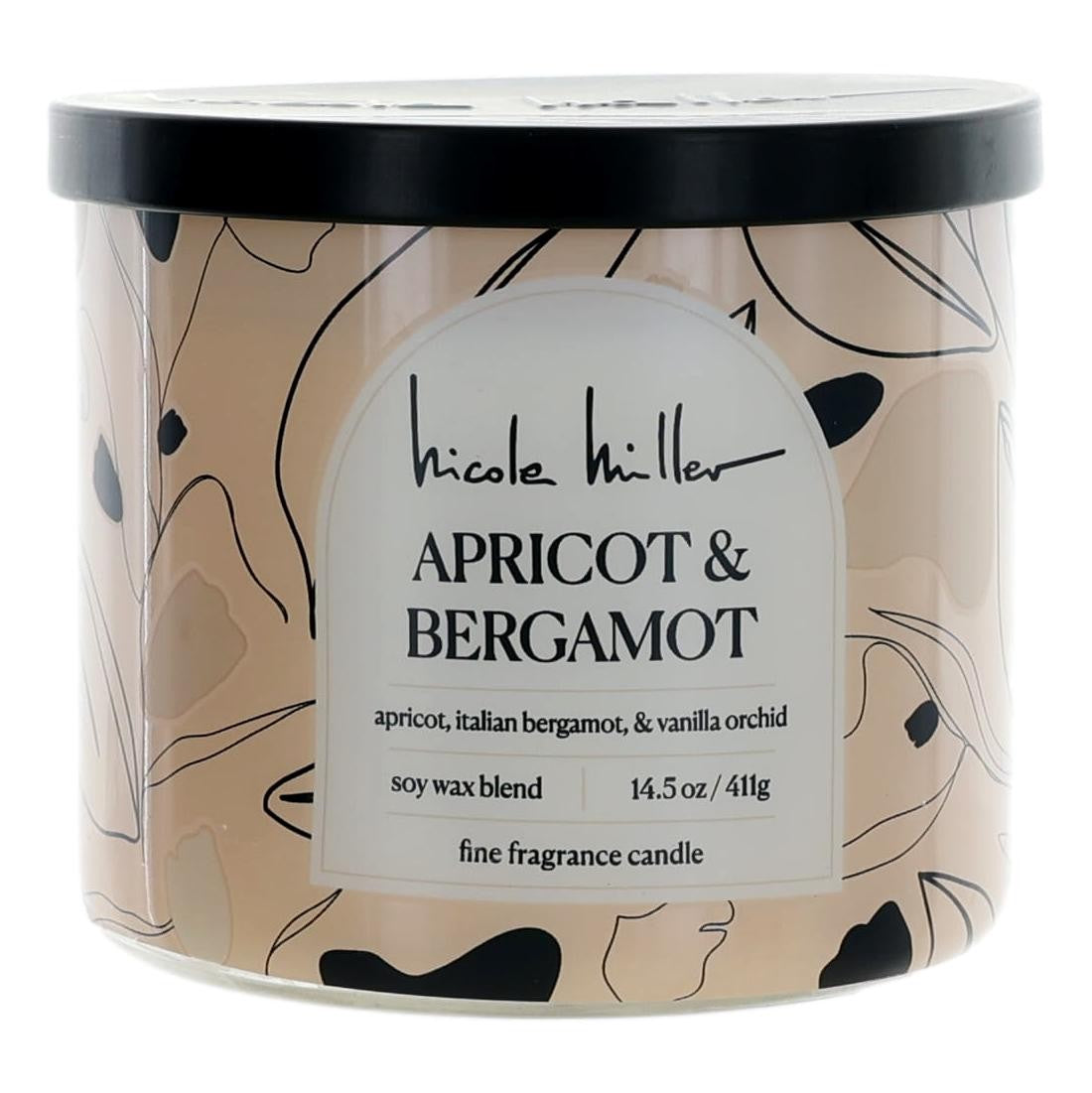 Nicole Miller 14.5 oz Soy Wax Blend 3 Wick Candle - Apricot & Bergamot by Nicole Miller