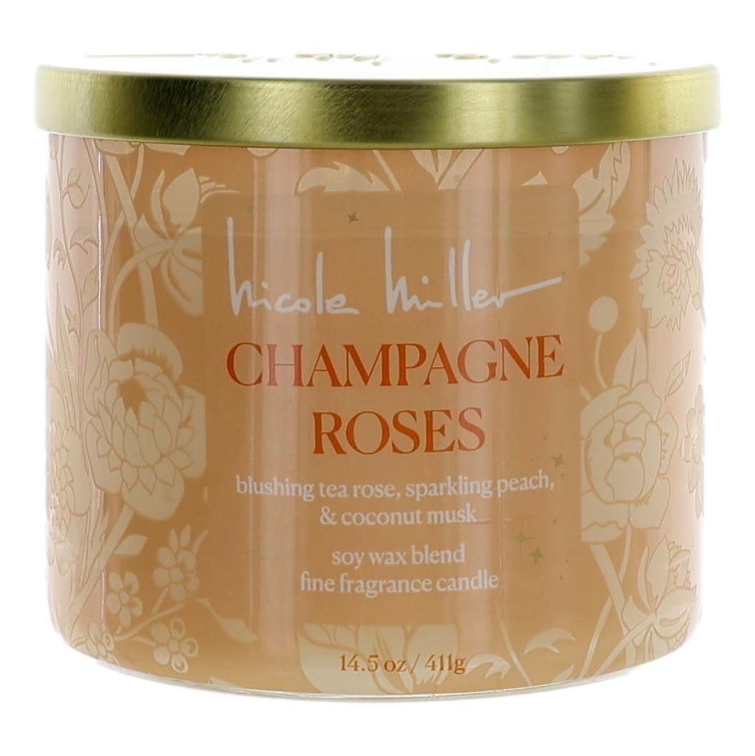 Nicole Miller 14.5 oz Soy Wax Blend 3 Wick Candle - Champagne Roses by Nicole Miller