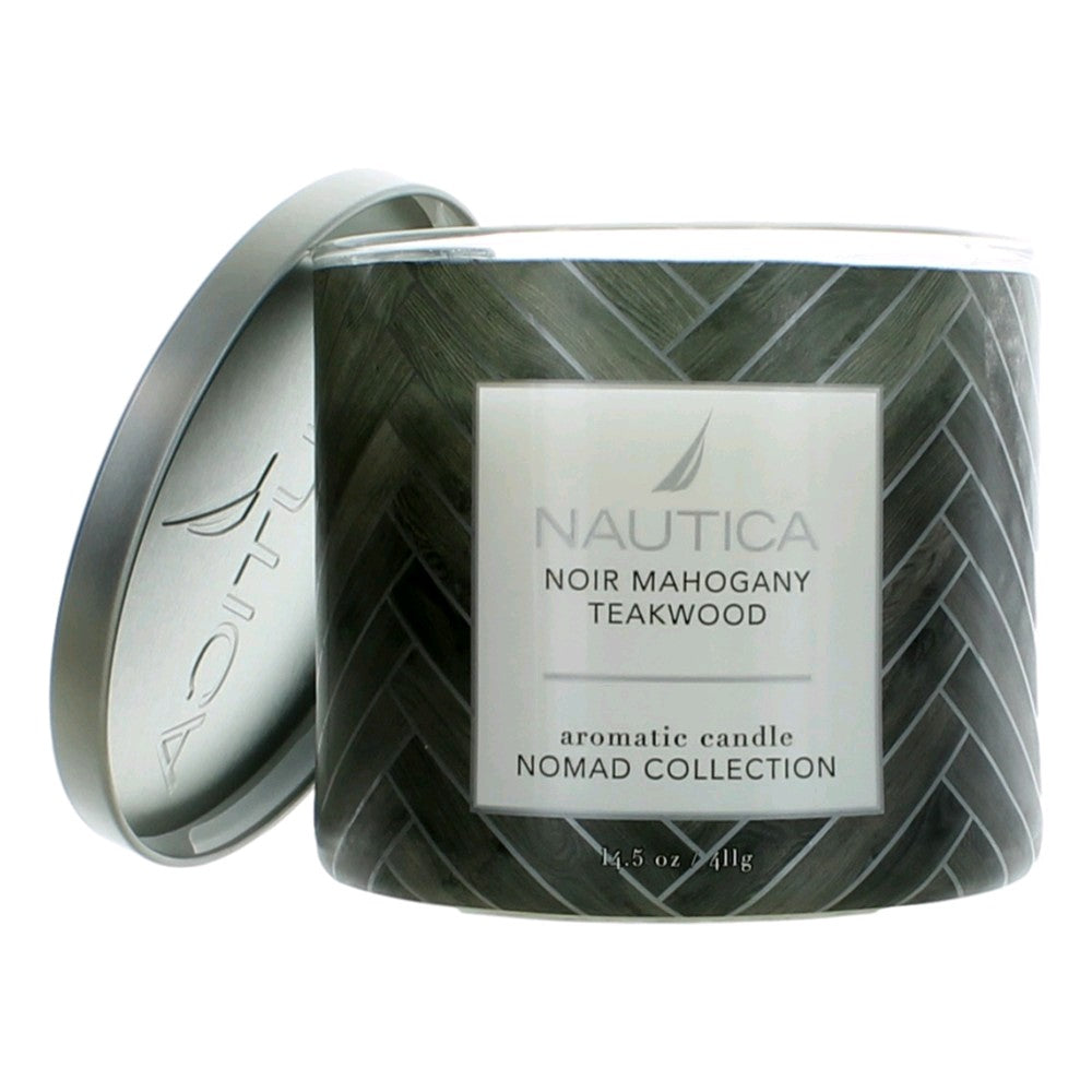 Nautica 14.5 oz Soy Wax Blend 3 Wick Candle - Noir Mahogany Teakwood by Nautica