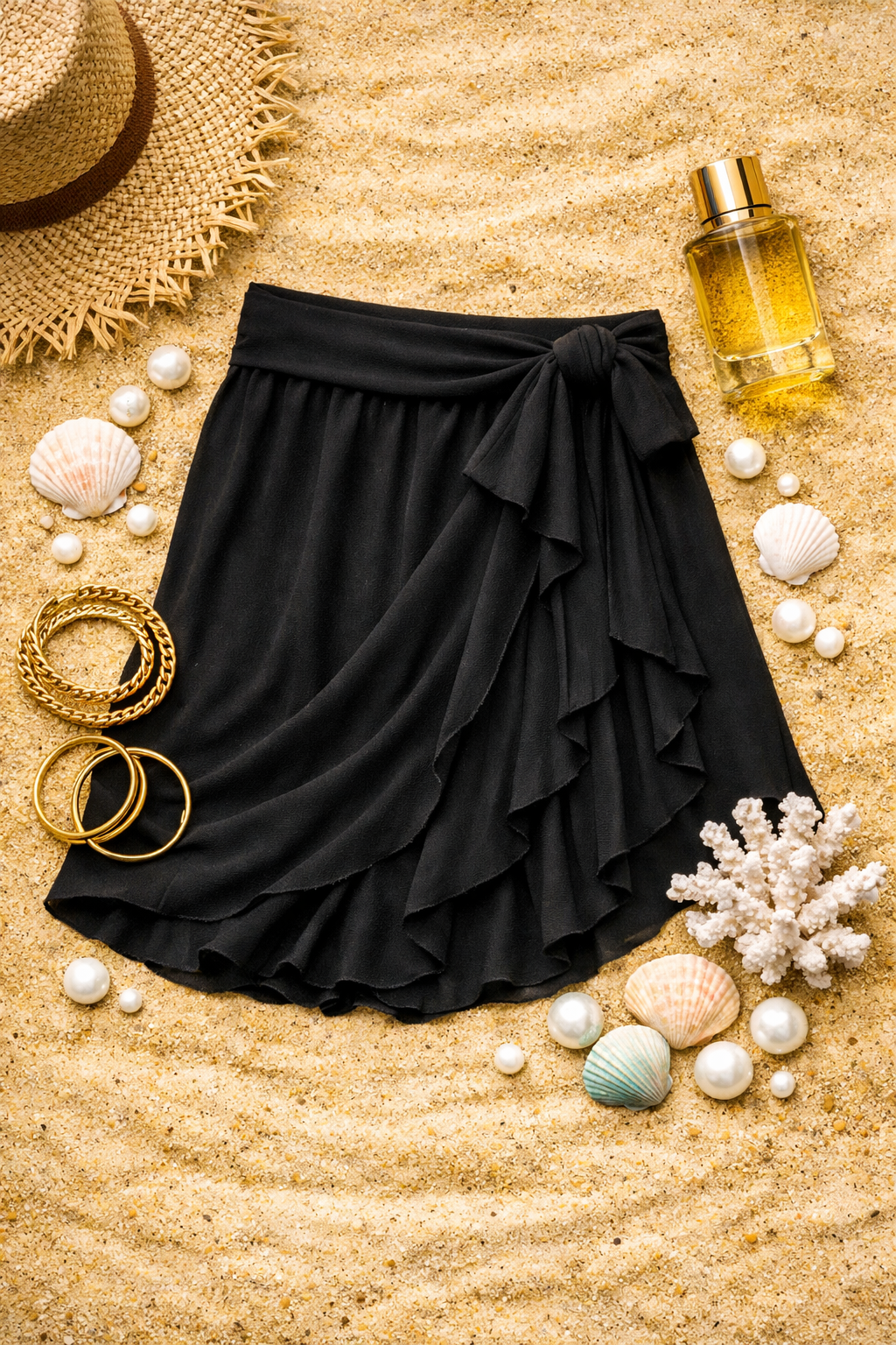 Lace-Up Long Sarong Beach Cover-Up Black One Size United States