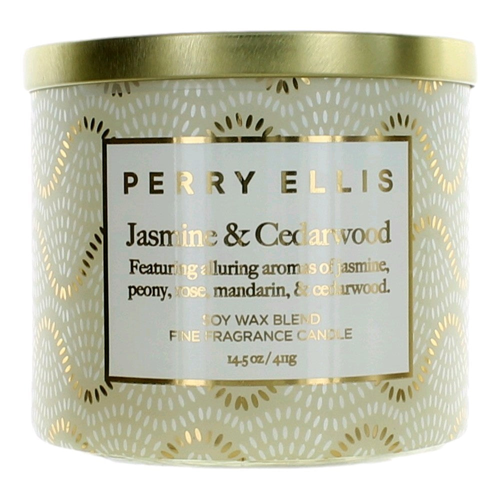 Perry Ellis 14.5 oz Soy Wax Blend 3 Wick Candle - Jasmine & Cedarwood by Perry Ellis