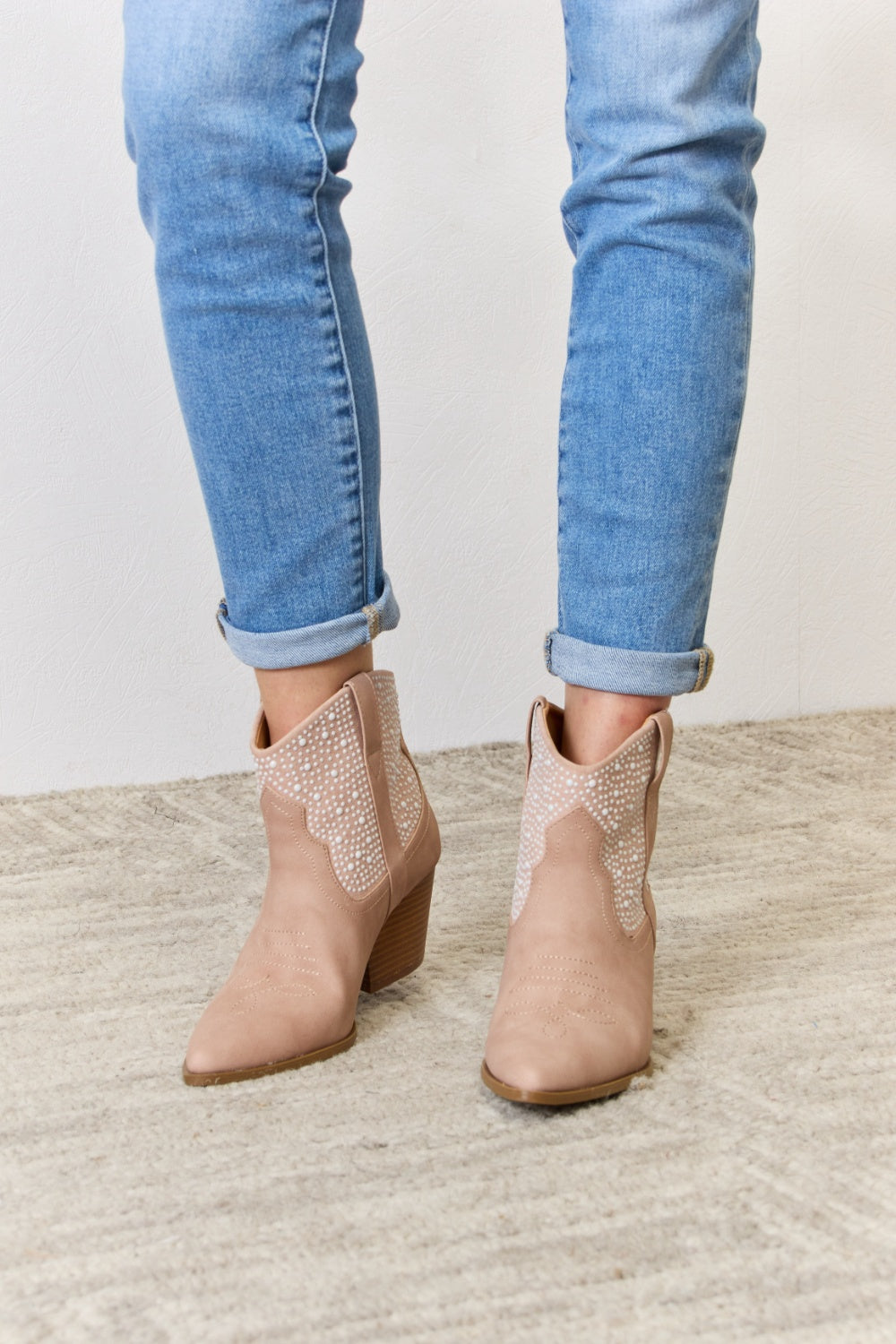 East Lion Corp Rhinestone Cowgirl Ankle Booties