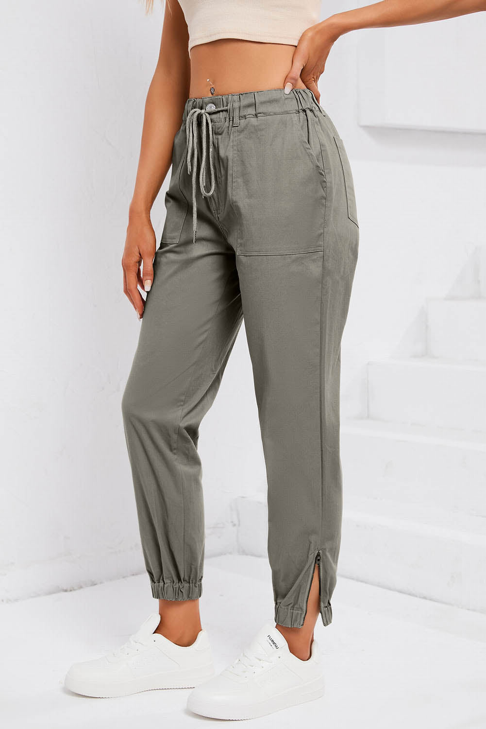 Women's Drawstring Side Zip Joggers