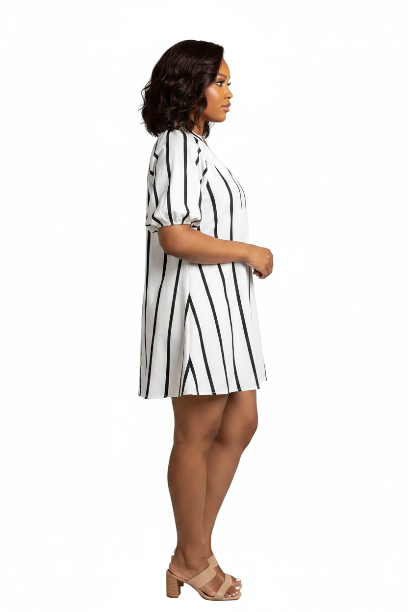 Striped Dolman Sleeve Mini Dress by Mavena Co.