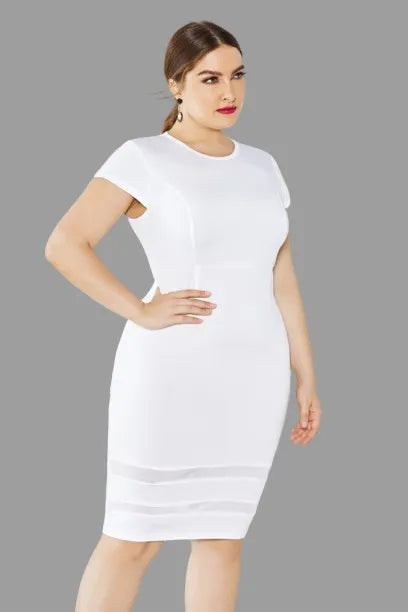 Robe Midi Détail Maille de Grande Taille