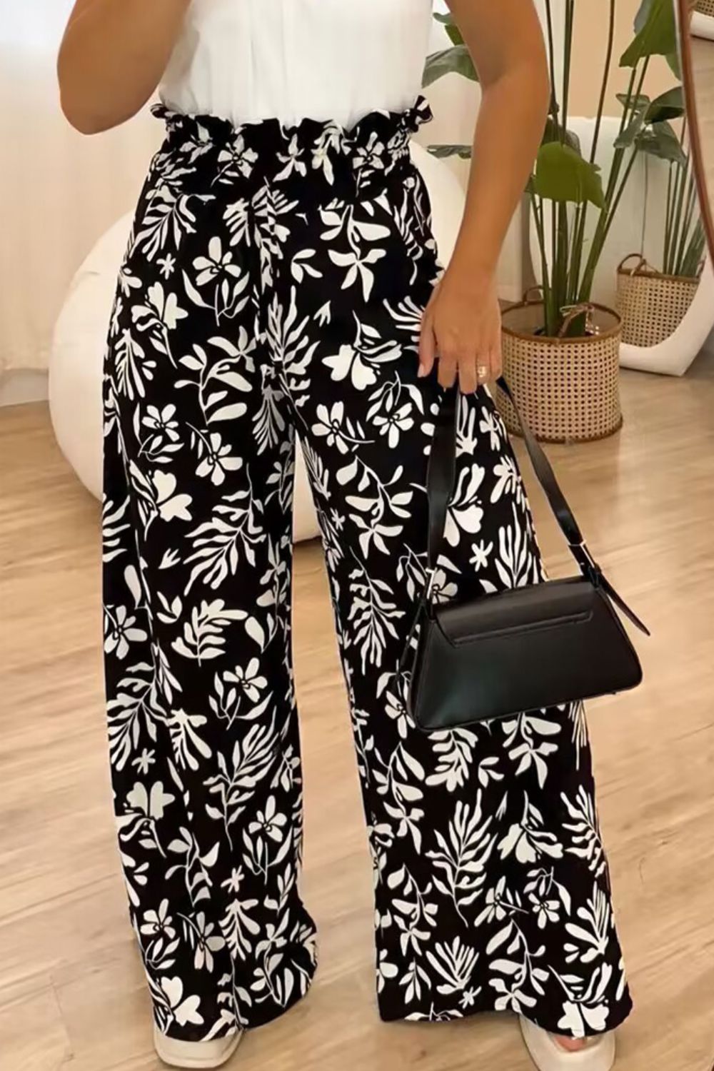 Women's Printed High Waist Wide Leg Pants